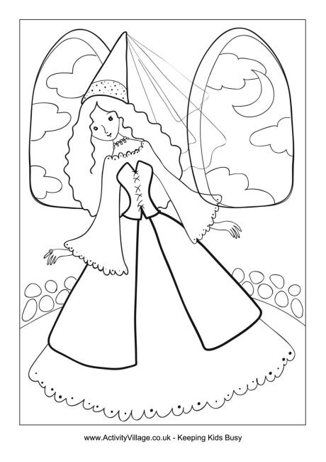Princess in the tower colouring page