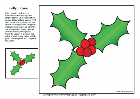 holly jigsaw printable christmas printables explore jigsaws activityvillage activity village