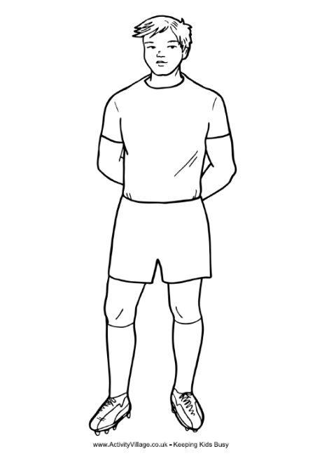 Rugby player printable, rugby player colouring page