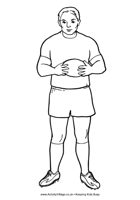 Rugby player colouring page