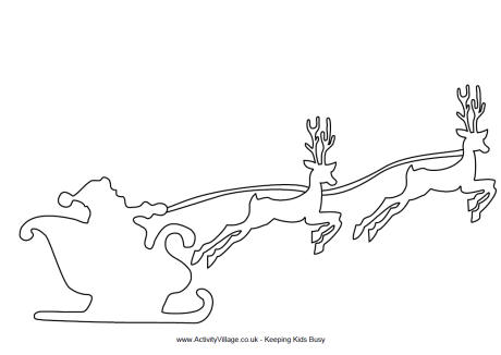 View and print Santa sleigh with reindeer template