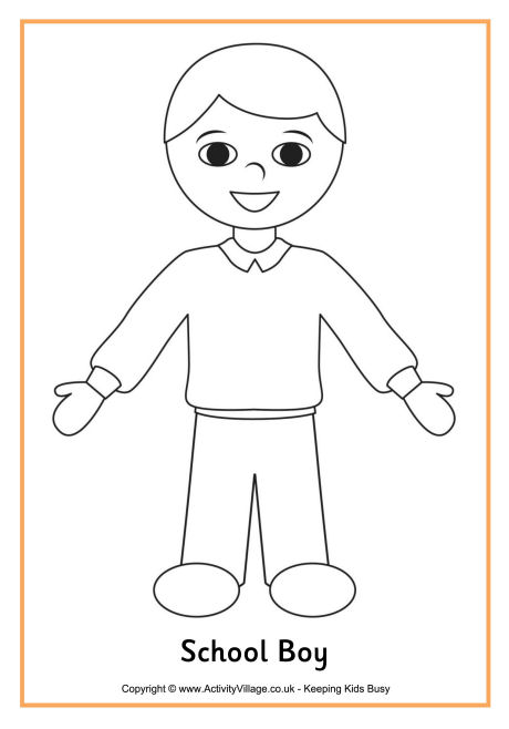 School boy colouring page