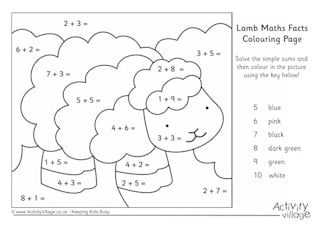 Spring Maths Facts Colouring Pages