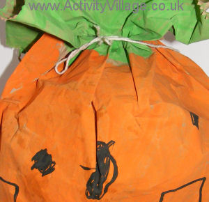 Stuffed pumpkin craft detail