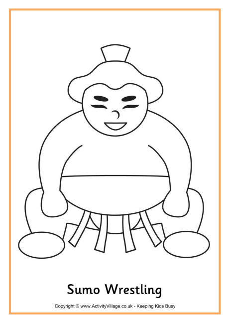 Sumo wrestling colouring page