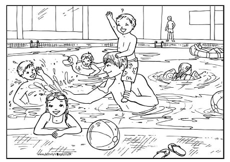 Swimming pool colouring page