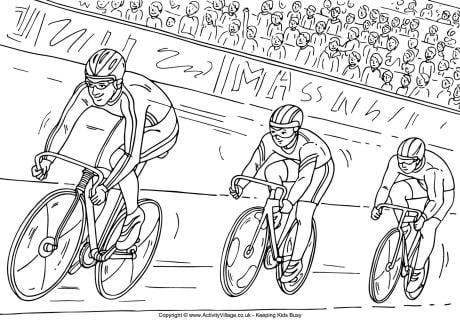 Track cycling colouring page