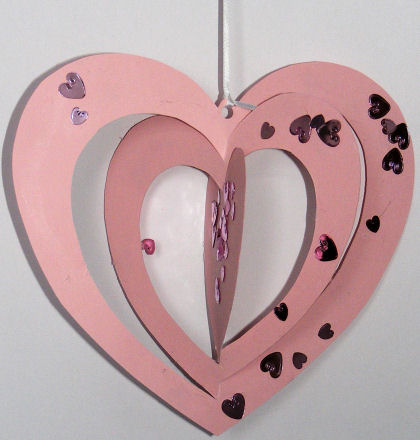 Twirly heart mobile craft for children