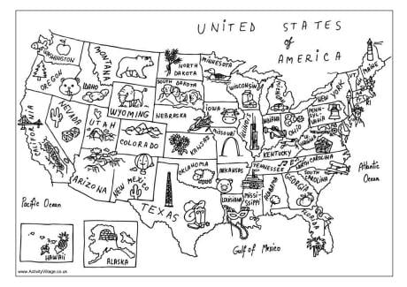 Coloring Pages Usa Map USA map colouring page