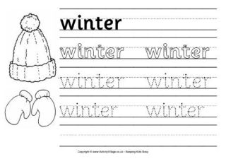 Winter Handwriting Worksheets