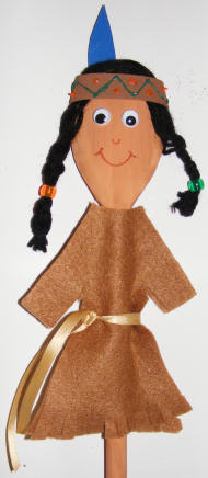 Wooden Spoon Native American Puppet