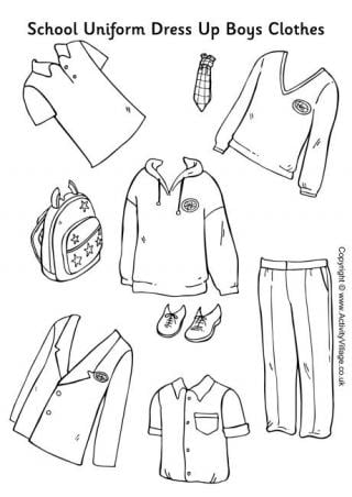 clothes uniform paper dolls boy cut boys template doll coloring dress printable winter kindergarten uniforms colour worksheet activityvillage preschool own