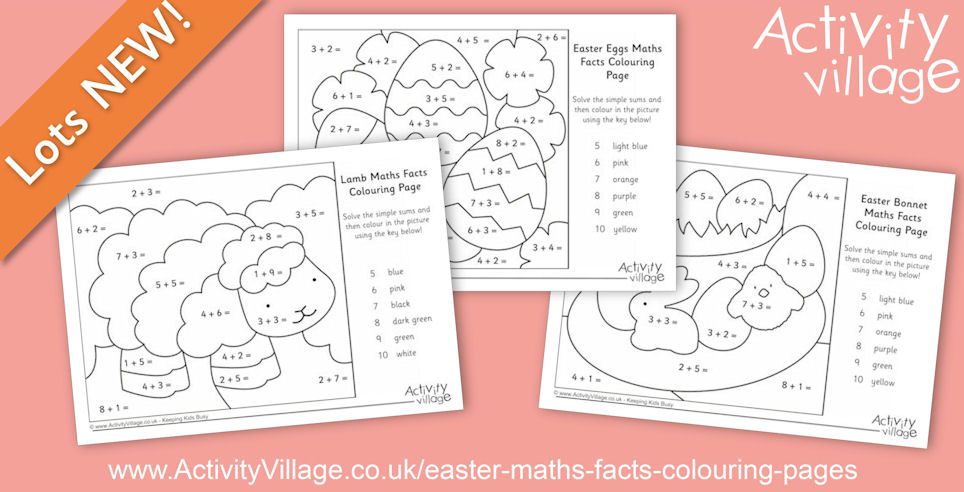 3 New Easter Maths Facts Colouring Pages