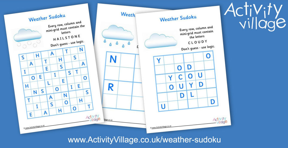 3 New Word Sudoku Puzzles - On The Weather! 3 New Word Sudoku Puzzles - On The Weather!