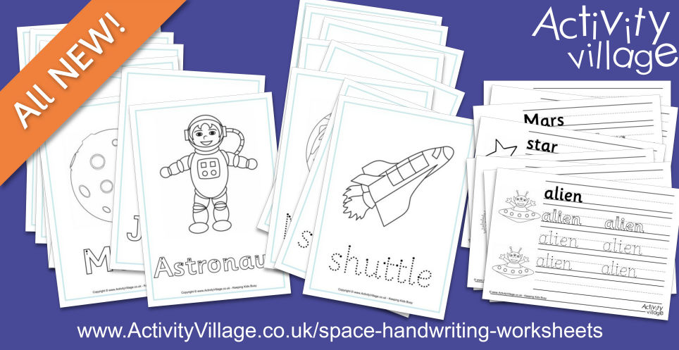 A Big Bundle of Space Handwriting Worksheets