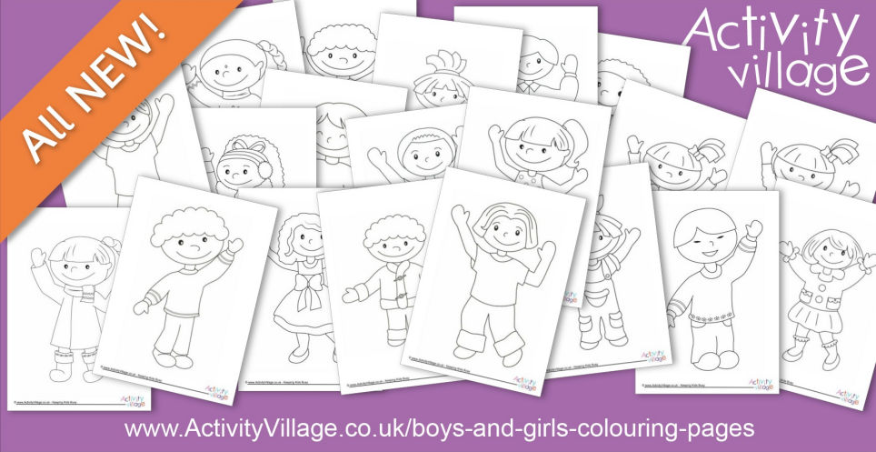 A Big Set of New Boys and Girls Colouring Pages