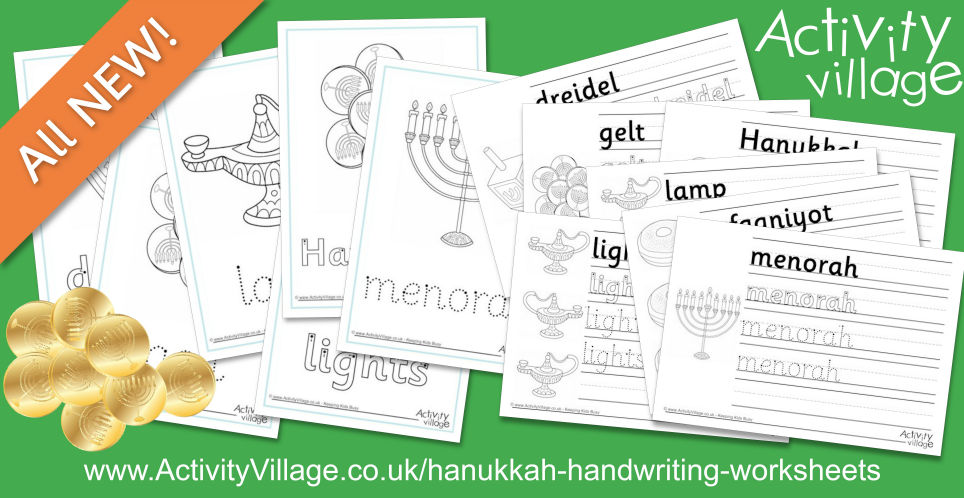A New Collection of Handwriting Worksheets for Hanukkah