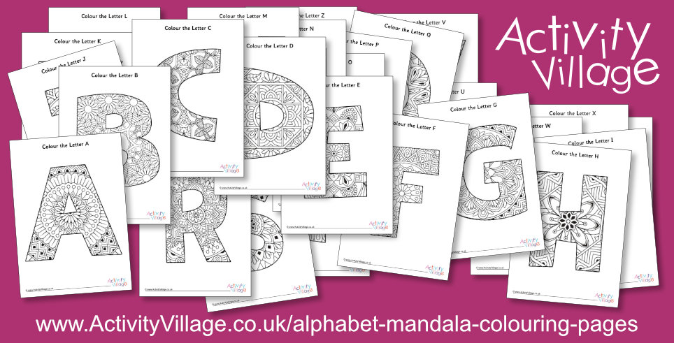 New Alphabet Mandala Colouring Pages