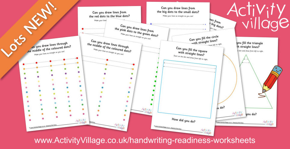 Colourful Handwriting Readiness Worksheets for Practising Straight Lines Colourful Handwriting Readiness Worksheets for Practising Straight Lines