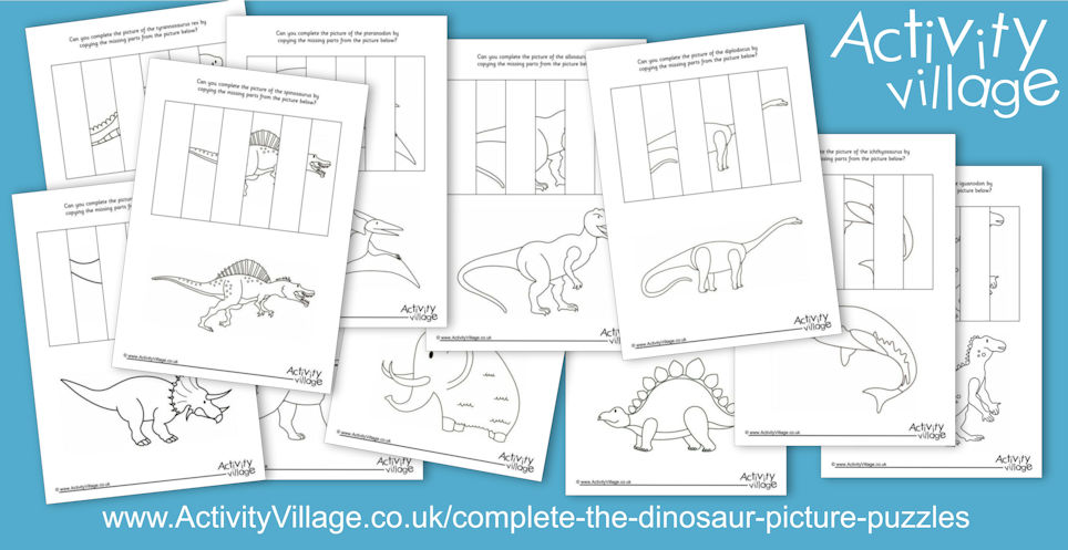 Complete the Dinosaur Picture Puzzles