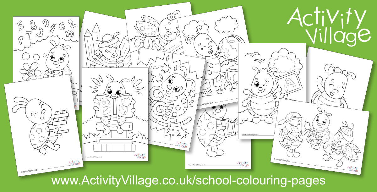 Cute New Ladybirds Go To School Colouring Pages