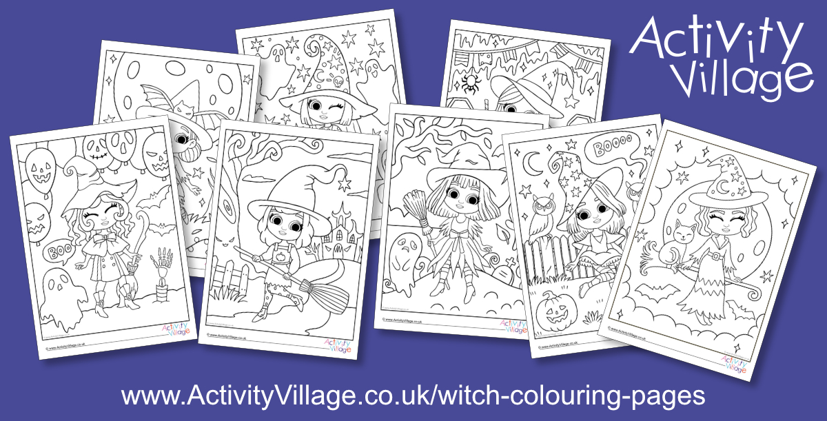 Cute New Witch Colouring Pages for Halloween