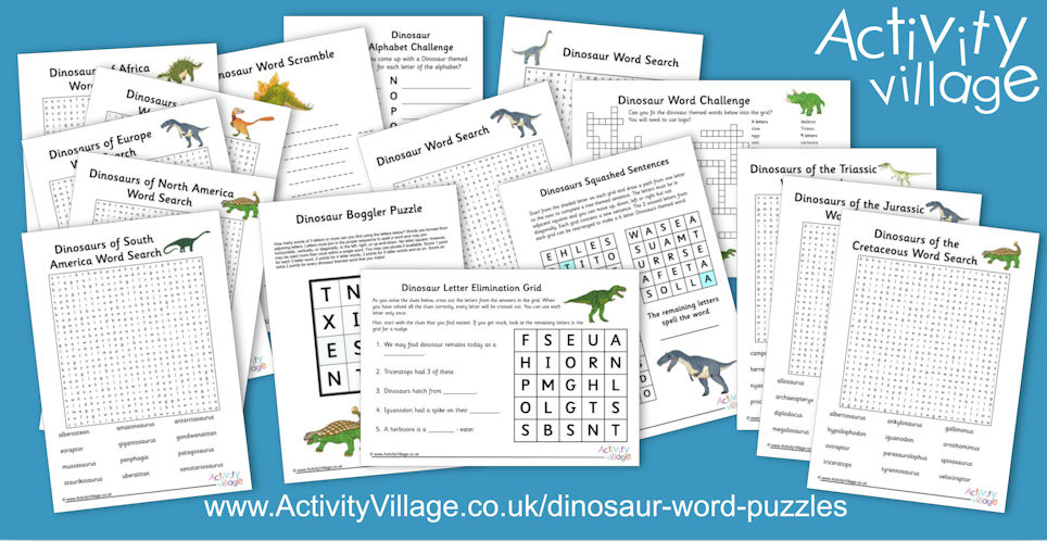 A Brand New Collection of Dinosaur Word Puzzles