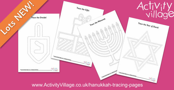 Four New Hanukkah Tracing Pages for Pencil Control Practice
