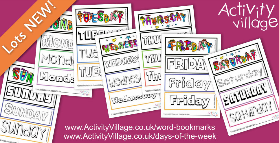Fun Bookmarks for the Days of the Week Fun Bookmarks for the Days of the Week