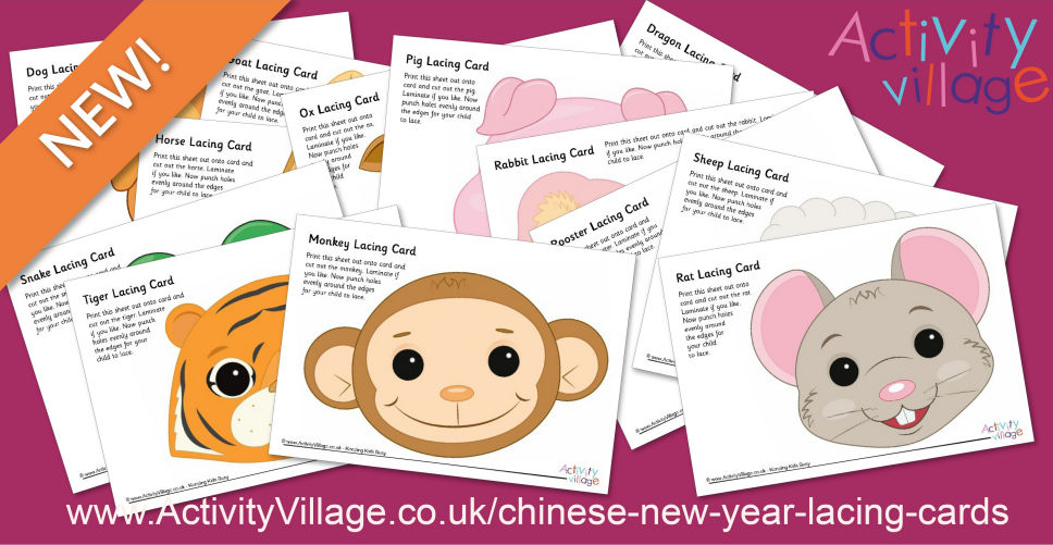 Fun New Chinese New Year Lacing Cards