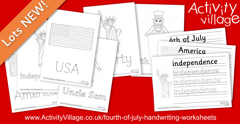 Fun New Handwriting Worksheets for Fourth of July