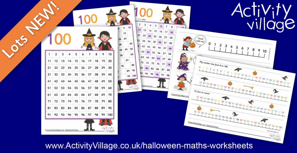 Fun New Number Lines and Hundred Squares for Halloween