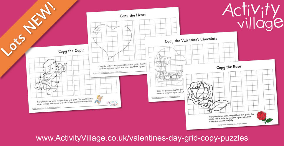 Grid Copy Drawing Practice with a Valentine's Theme