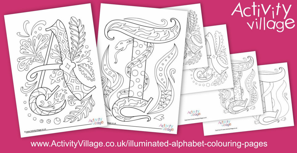 New Illuminated Alphabet Colouring Pages for A and T