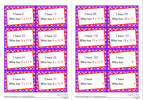 11 Times Table Around The World Cards 11 Times Table Around The World Cards