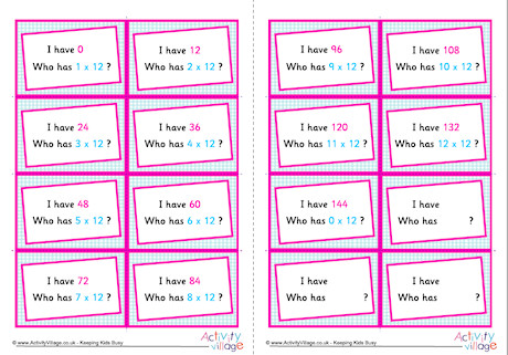 12 Times Table Around The World Cards 12 Times Table Around The World Cards