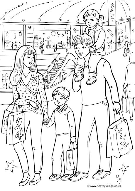 2000s Shopping Colouring Page