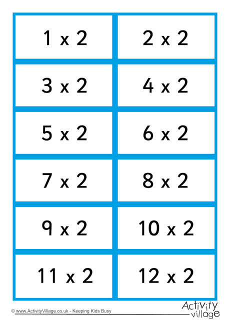 2 Times Table Flash Cards