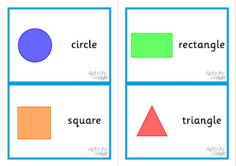 2D shape flashcards - large - first 4 shapes