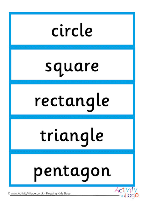 2D Shape Word Cards