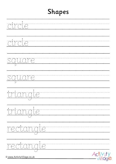 2d shapes handwriting worksheet
