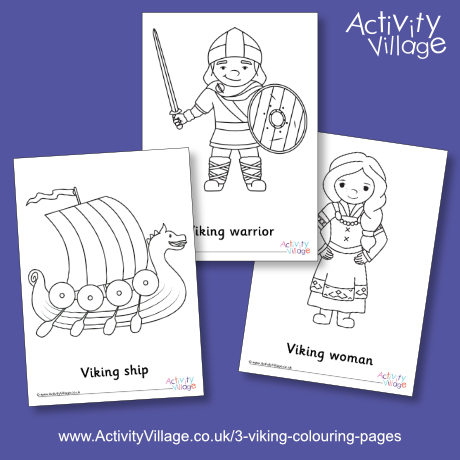3 Viking colouring pages