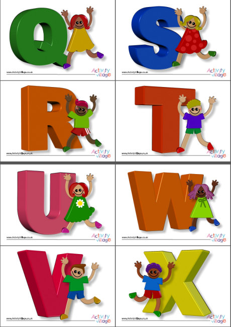 3D alphabet posters - boys and girls, A5