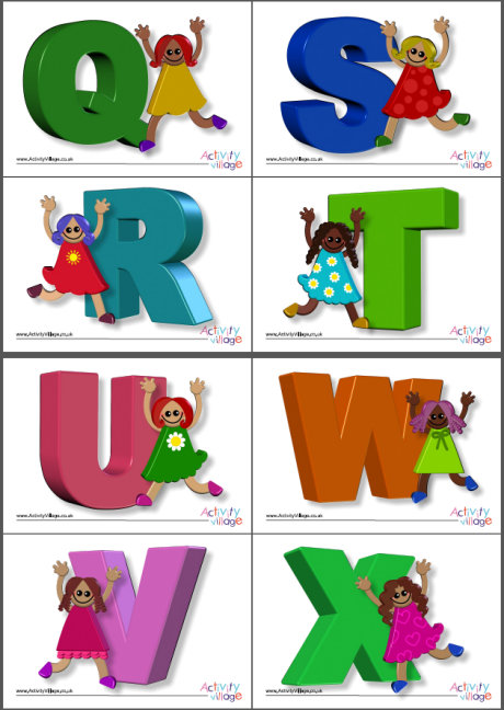3D alphabet posters - girls, A5