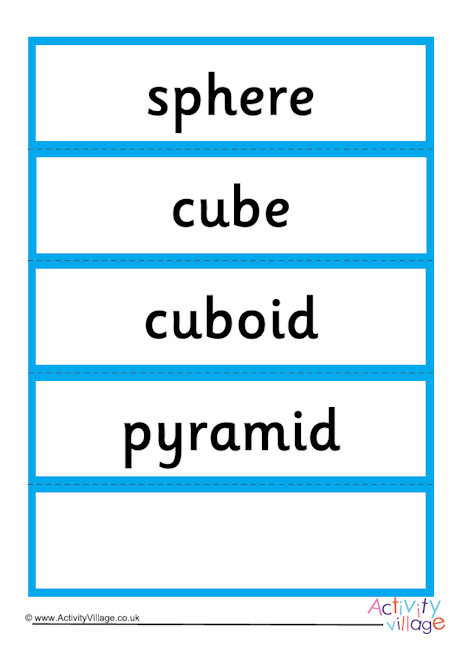 3D shape word cards -  first 4 shapes