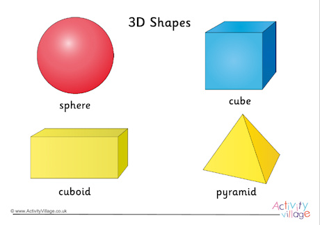 3D shape word mat - first 4 shapes