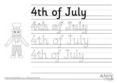 4th Of July Handwriting Worksheet