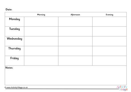 5 Day Weekly Planner 9