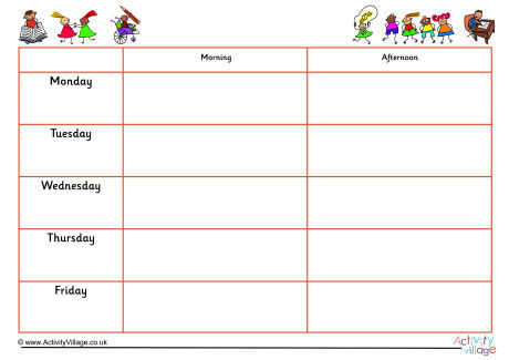 5 Day Weekly Schedule 5