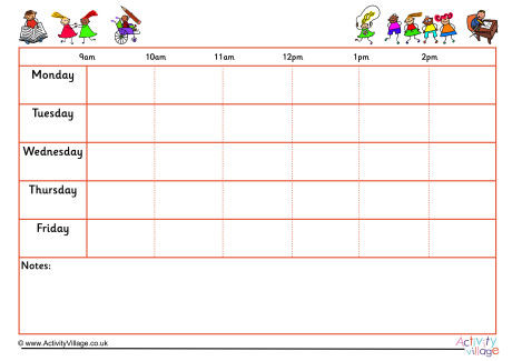 5 Day Weekly Schedule 8